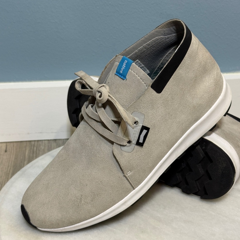 Native Apollo Chukka Grey Microfiber Vegan Mid Top Sneakers Womens Size 6 US 38‎